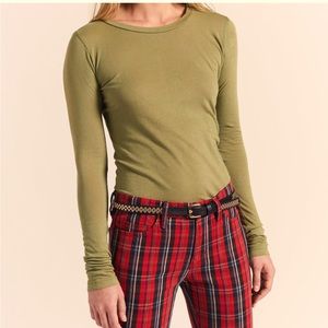Current/Elliott $128 Hallan Top Crewneck Capulet olive NWT size 1